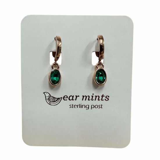 Fabienne - Earrings Huggie Oval Emerald [Col:Rose]