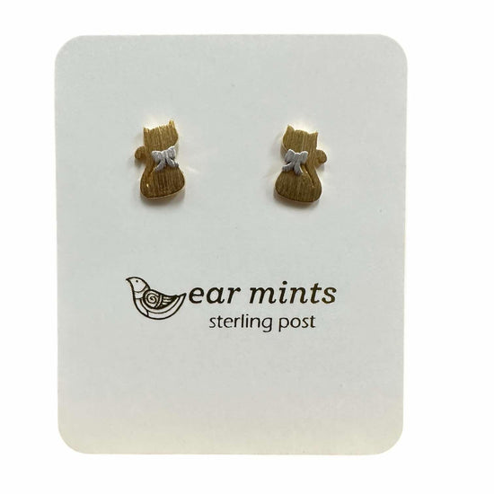 Fabienne - Earrings Studs Two Tone Cat [Col:Gold]
