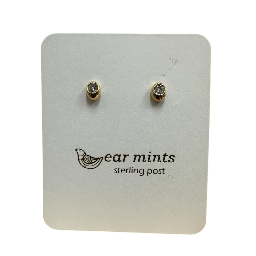 Fabienne - Earrings Studs Small Clear CZ [Col:Gold]