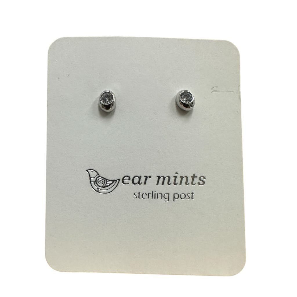 Fabienne - Earrings Studs Small Clear CZ [Col:Silver]