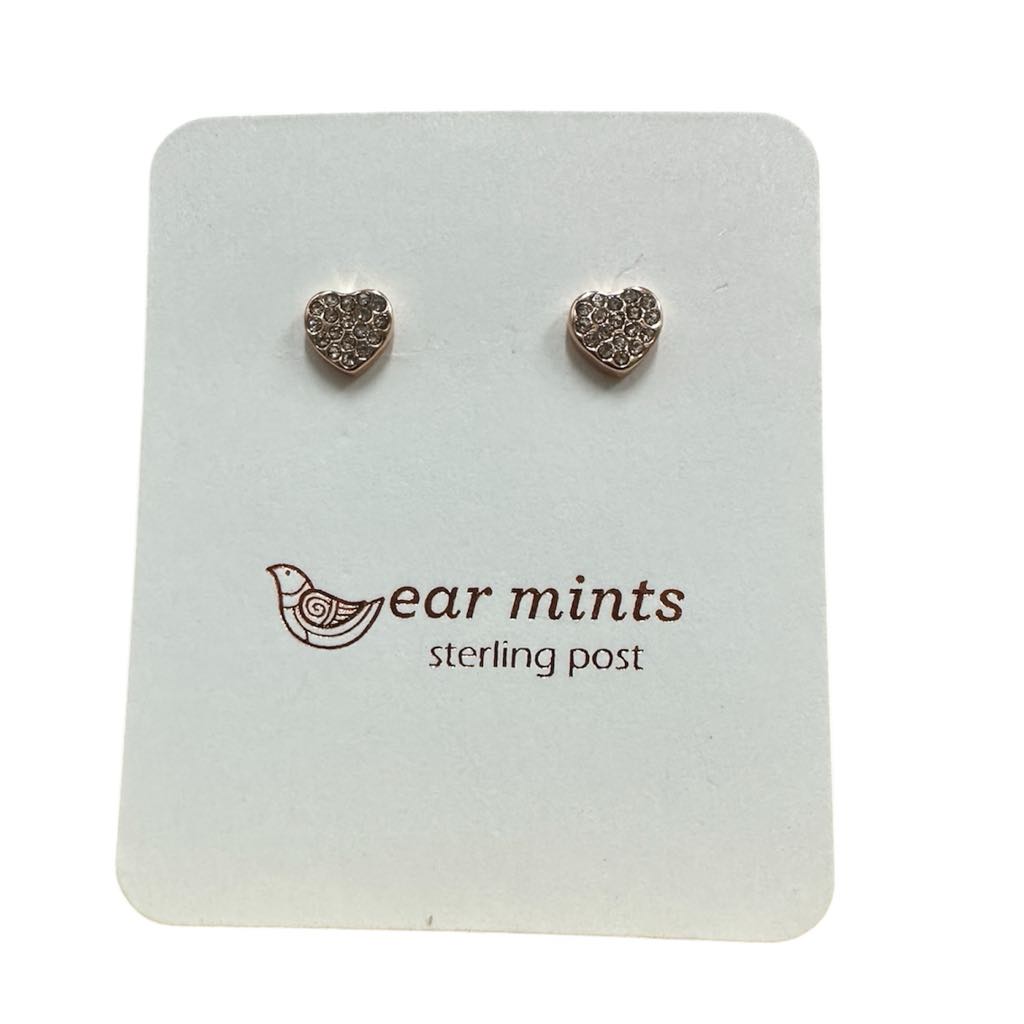 Fabienne - Earrings Studs Heart CZ Clear [Col:Rose]