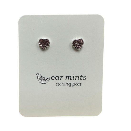 Fabienne - Earrings Studs Heart CZ Pink [Col:Silver]