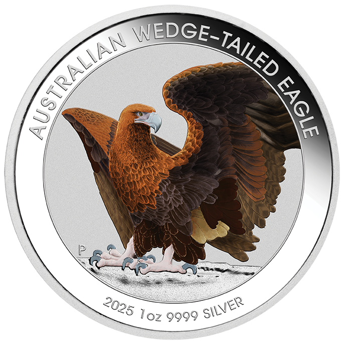 Perth Mint - Australian Wedge-Tailed Eagle 2025 1oz Silver Coloured Coin in Card