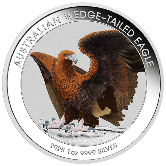 Perth Mint - Australian Wedge-Tailed Eagle 2025 1oz Silver Coloured Coin in Card