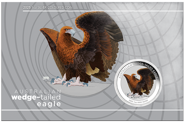 Perth Mint - Australian Wedge-Tailed Eagle 2025 1oz Silver Coloured Coin in Card