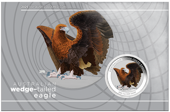Perth Mint - Australian Wedge-Tailed Eagle 2025 1oz Silver Coloured Coin in Card