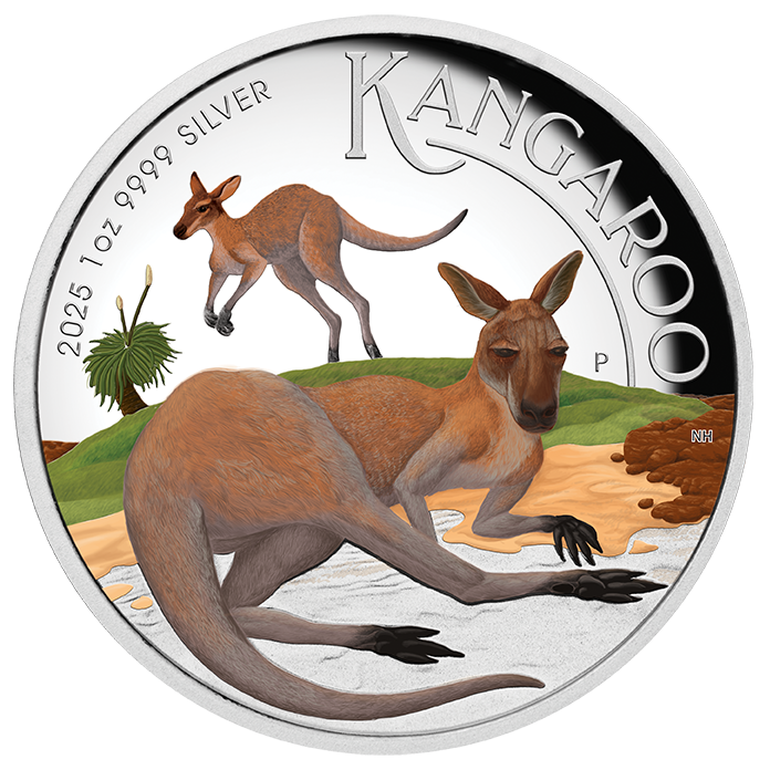 Perth Mint - Australian Kangaroo 2025 1oz Silver Proof High Relief Coloured Coin