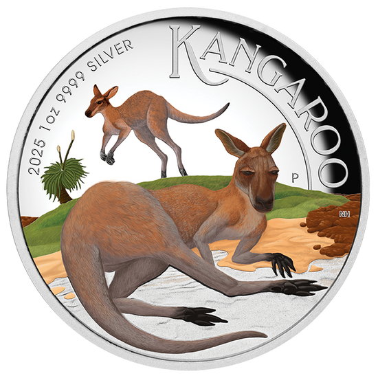 Perth Mint - Australian Kangaroo 2025 1oz Silver Proof High Relief Coloured Coin