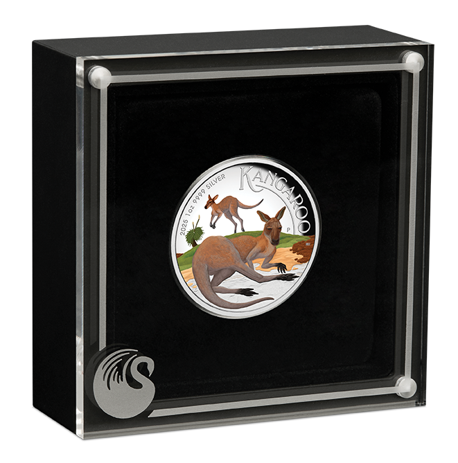 Perth Mint - Australian Kangaroo 2025 1oz Silver Proof High Relief Coloured Coin