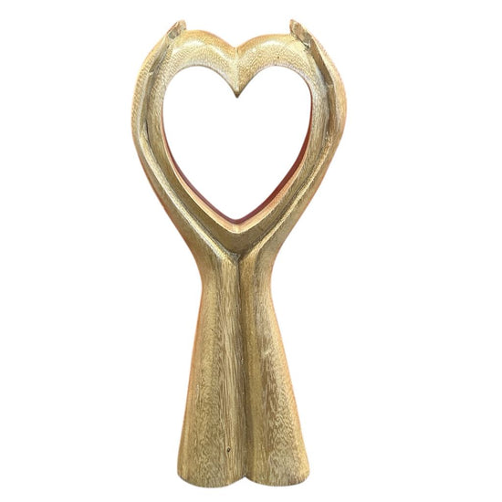 Heart in Hands Natural Wooden Handcarved 32x14 cm