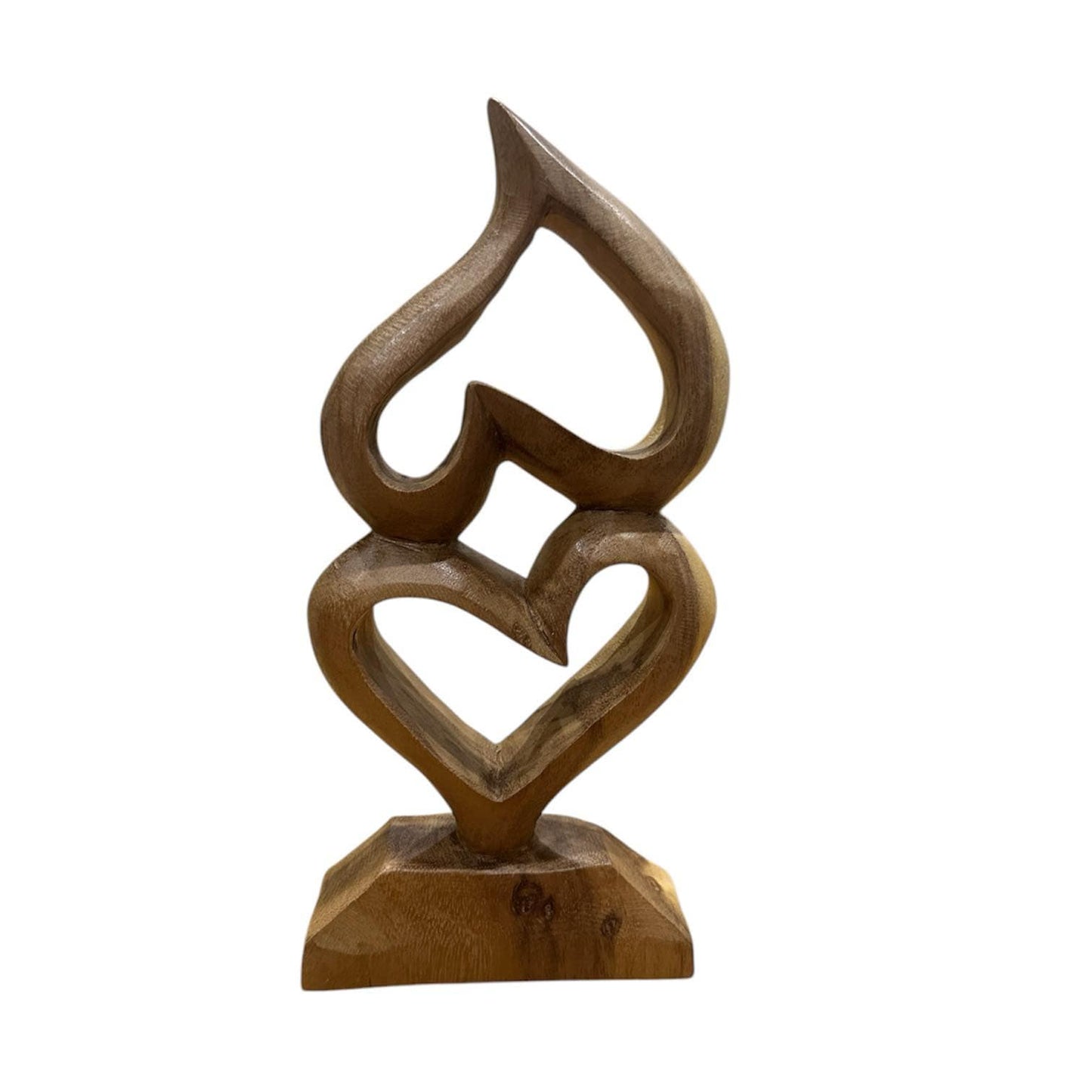 Double Heart Natural Wooden Handcarved 25x13 cm