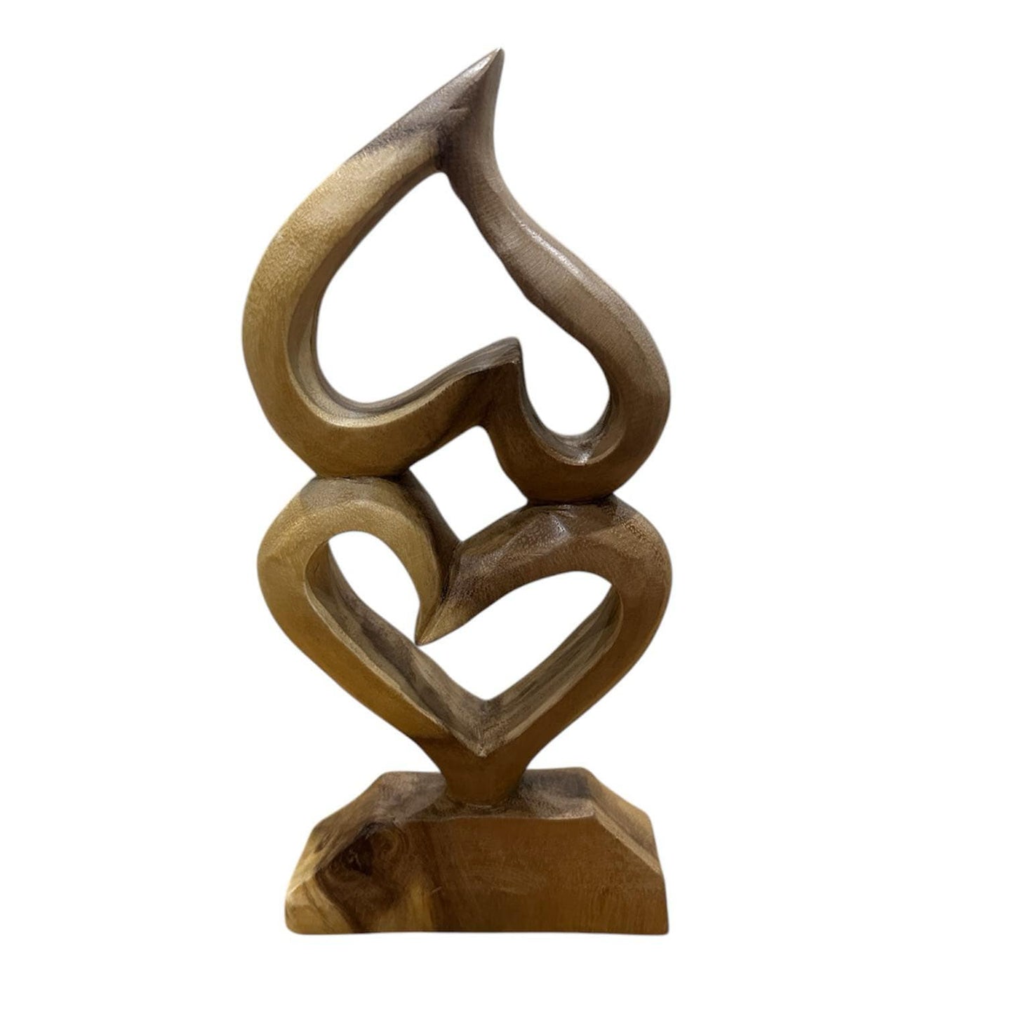 Double Heart Natural Wooden Handcarved 25x13 cm