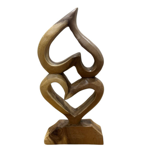 Double Heart Natural Wooden Handcarved 25x13 cm