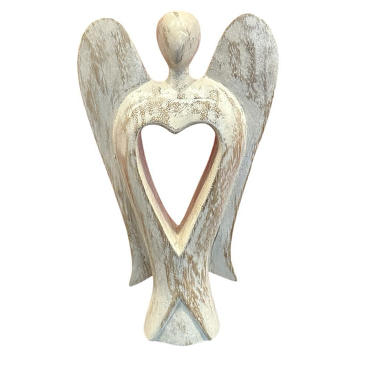 Angel White Wooden Handcarved 20x12 cm
