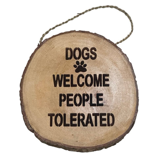 Wooden Sign - Dogs Welcome Approx 19 x 17 cm