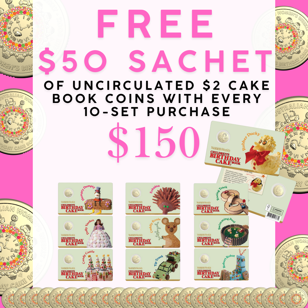 Royal Australian Mint | Australian Woman's Weekly Cake Book Coin Bundle with Free $2 Coin