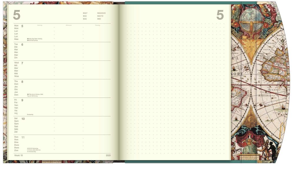 2025 Diary - A5 Magnectic Closure Antique Maps 
