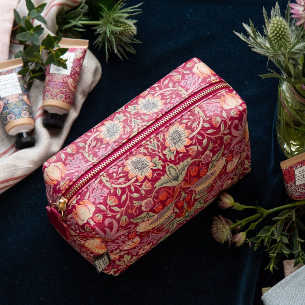 William Morris at Home |  Strawberry Thief Med Toiletry Bag Red
