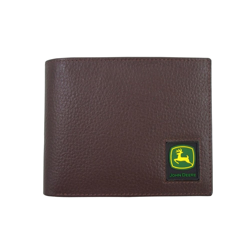 Brown Pebble Grain Leather Bi-fold Wallet - John Deere