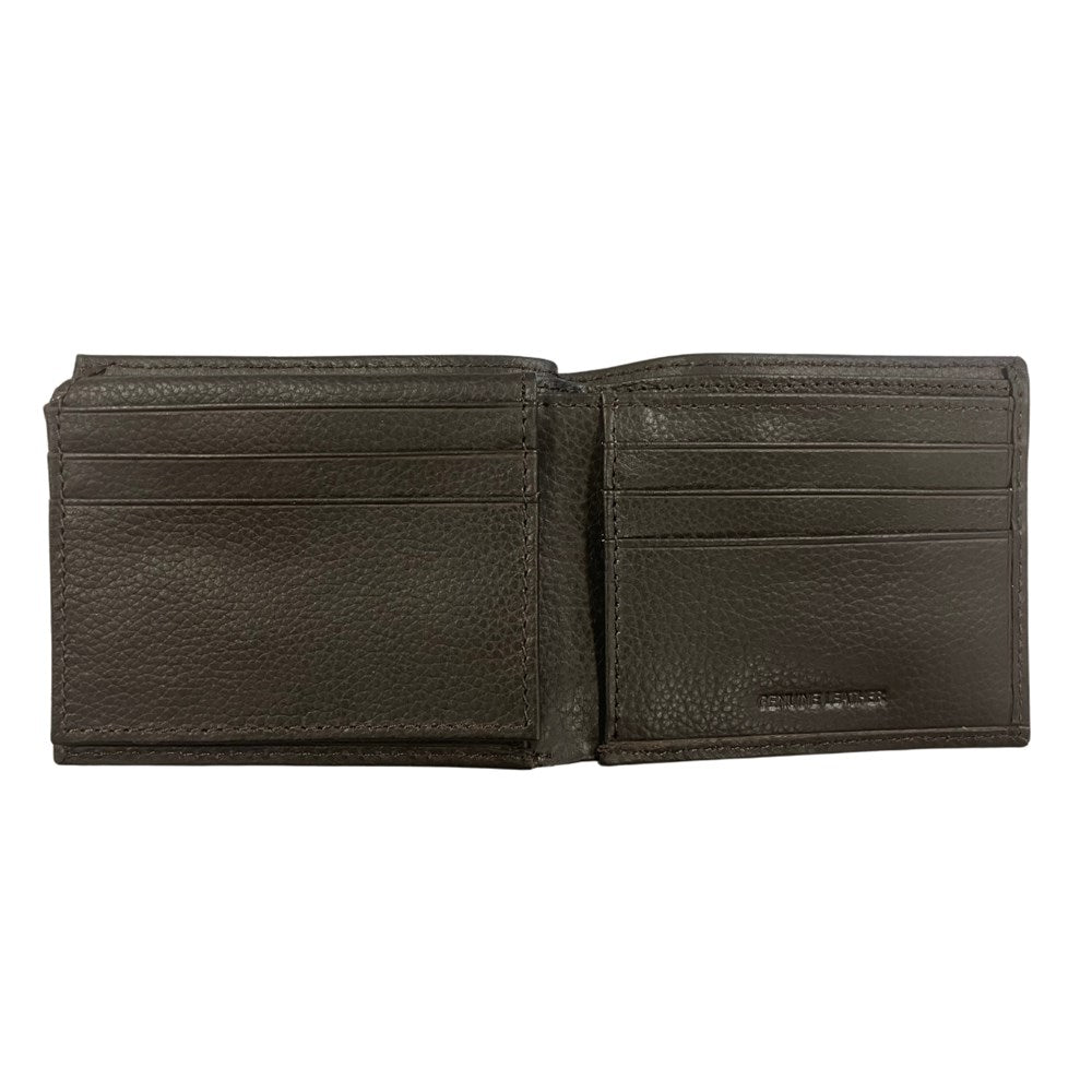 Brown Pebble Grain Leather Bi-fold Wallet - John Deere