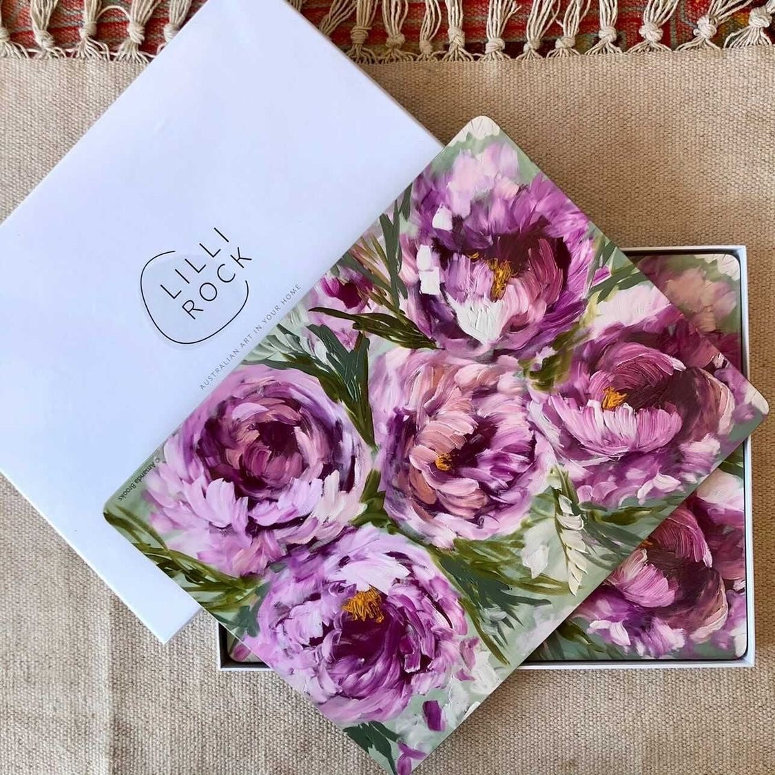 Amour Et Joie Peony Hardback Placemat - Set Of 4