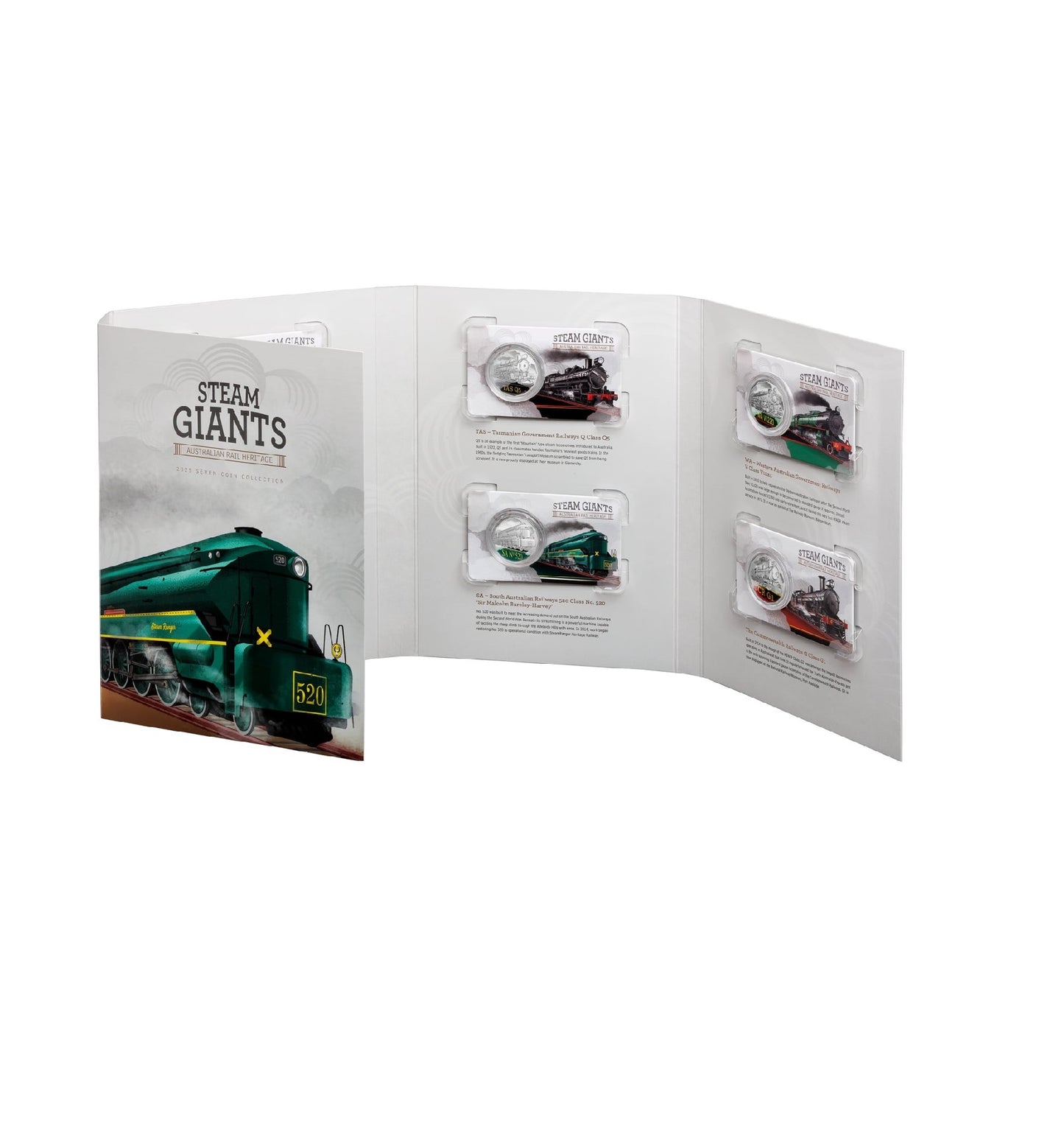 Royal Australian Mint -  2025 $50 Coloured Unc 7 Coin Collection Australian Rail Heritage Steam Giants