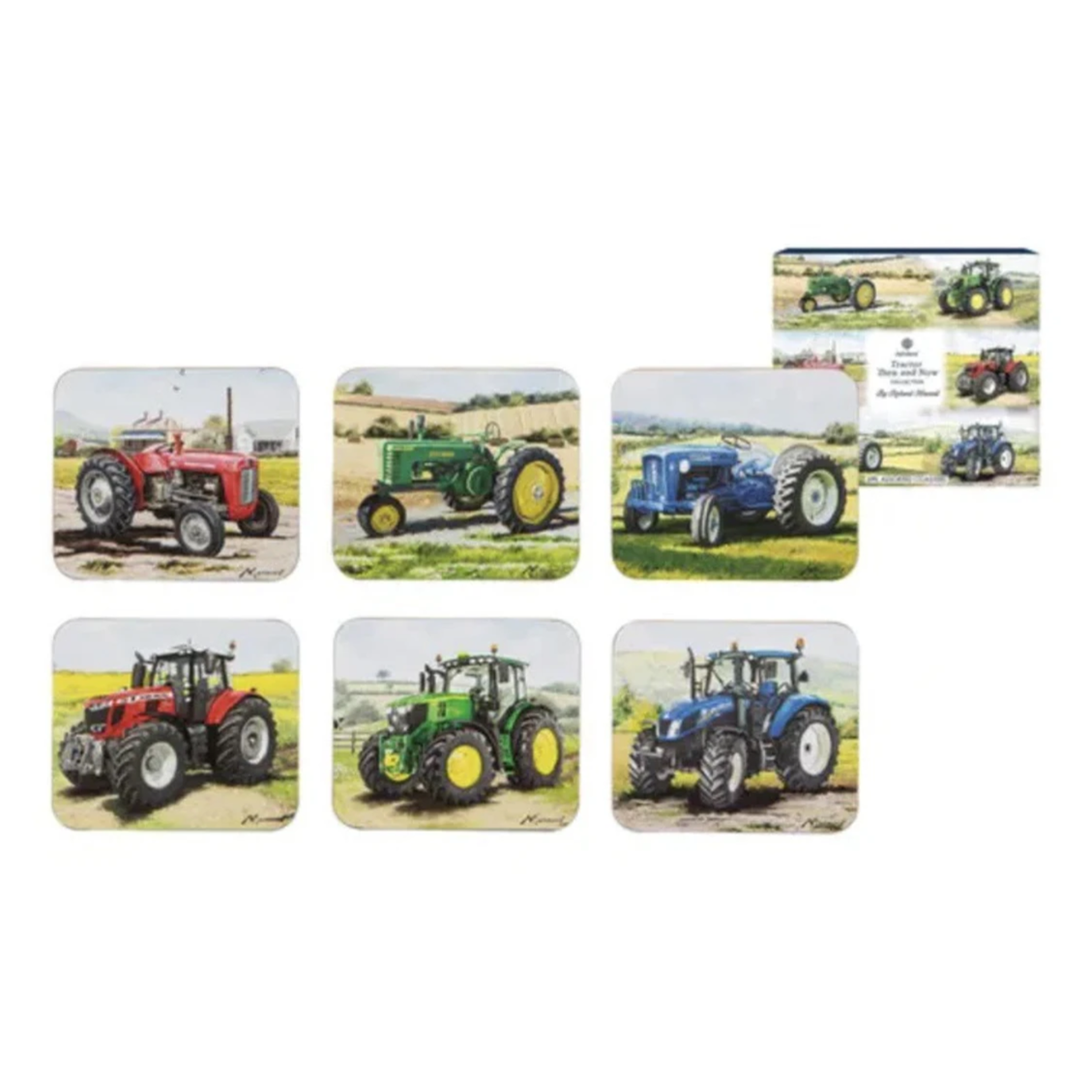 Tractors Then & Now Assorted 6pk Coaster