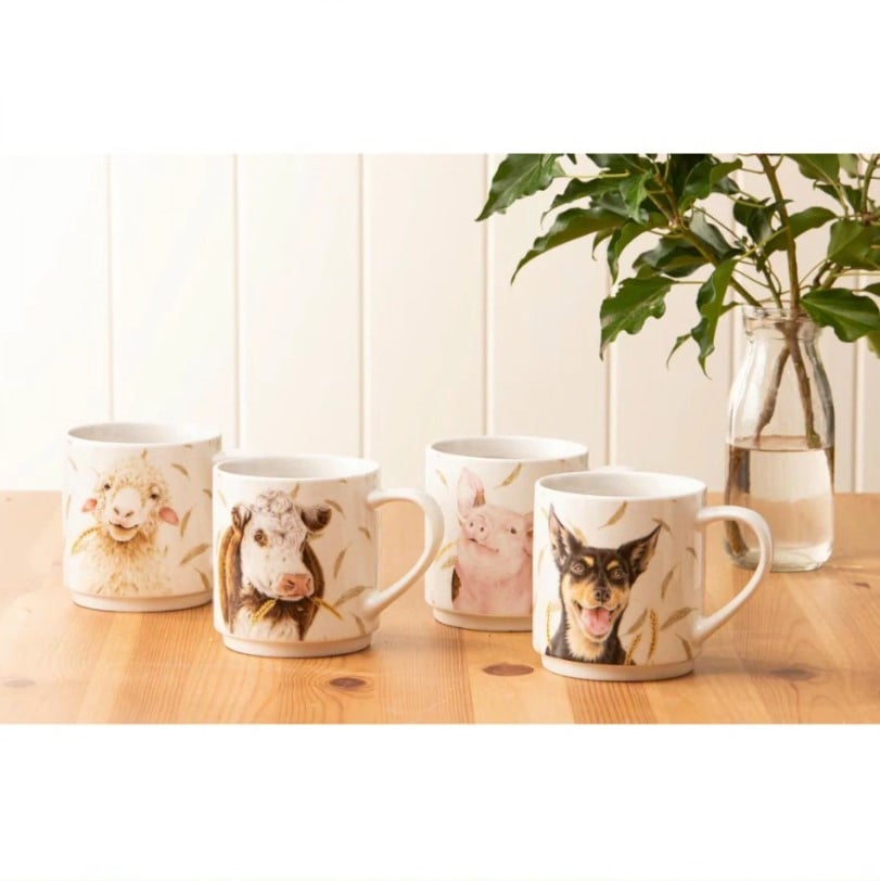 Ashdene - Farmyard Faces Stackable 4pk Mug
