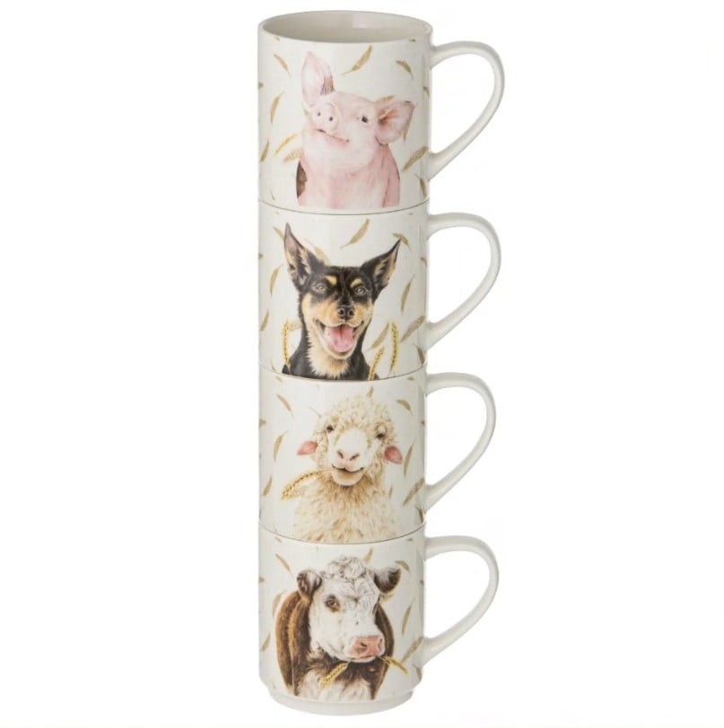 Ashdene - Farmyard Faces Stackable 4pk Mug