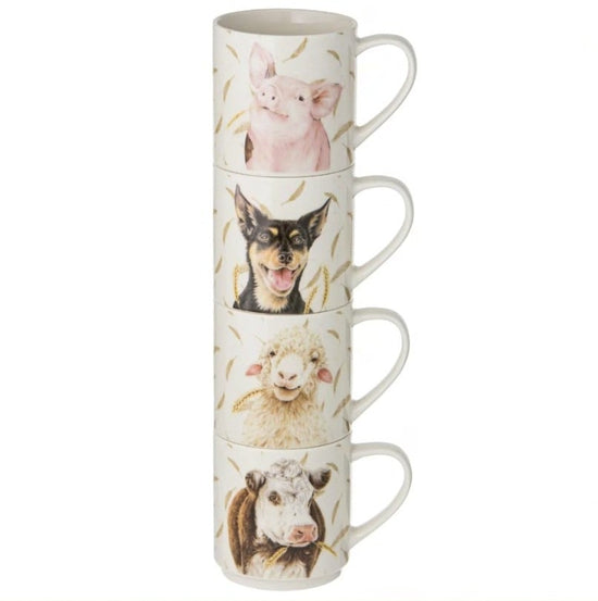 Ashdene - Farmyard Faces Stackable 4pk Mug