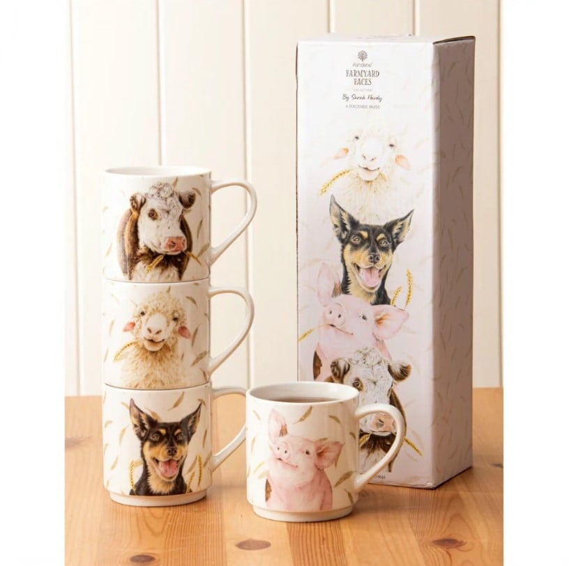 Ashdene - Farmyard Faces Stackable 4pk Mug