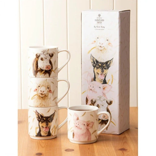 Ashdene - Farmyard Faces Stackable 4pk Mug