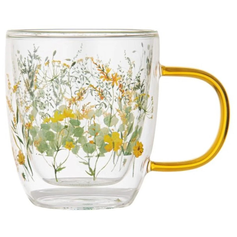 Wildflowers Sunshine Double Walled Glass Mug