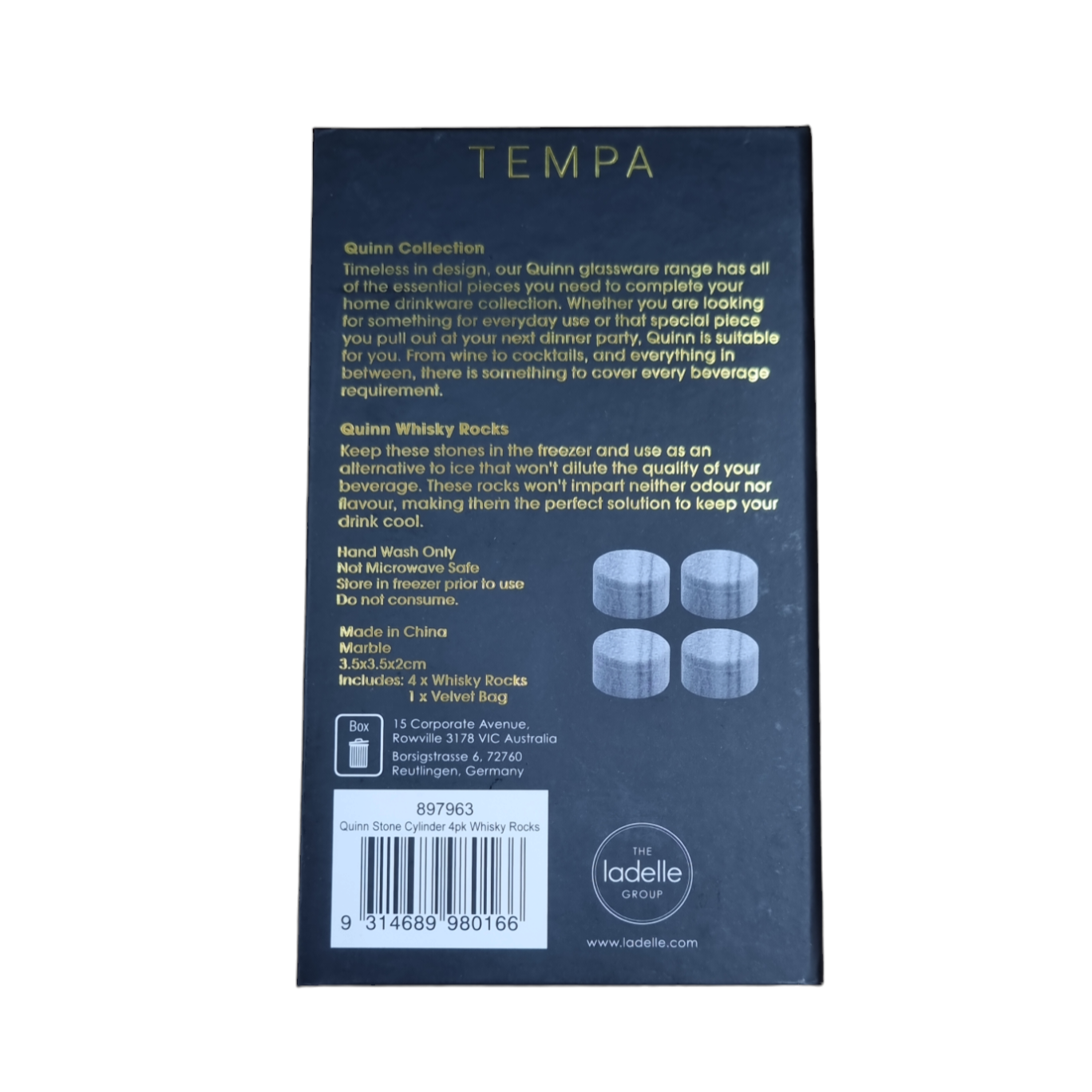 Quinn Stone Cylinder 4pk Whiskey Rocks