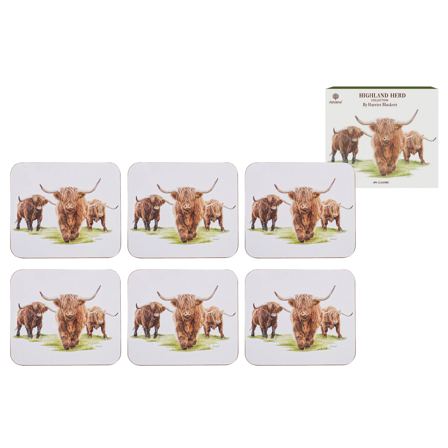 Highland Herd 6pk Coaster