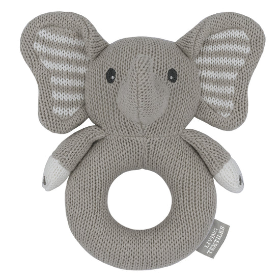 Knitted Ring Rattle - Mason The Elephant