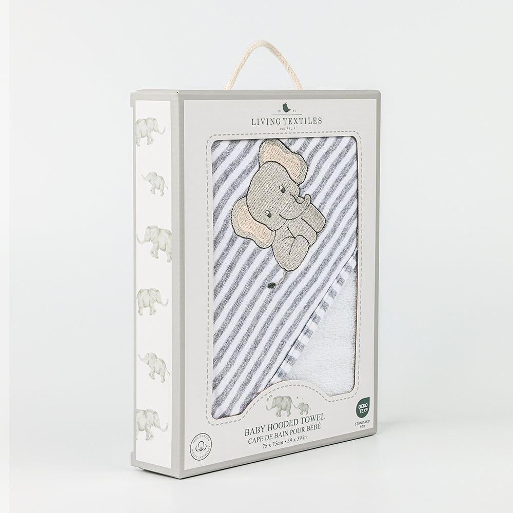 Hooded Towel - Watercolour Elephant