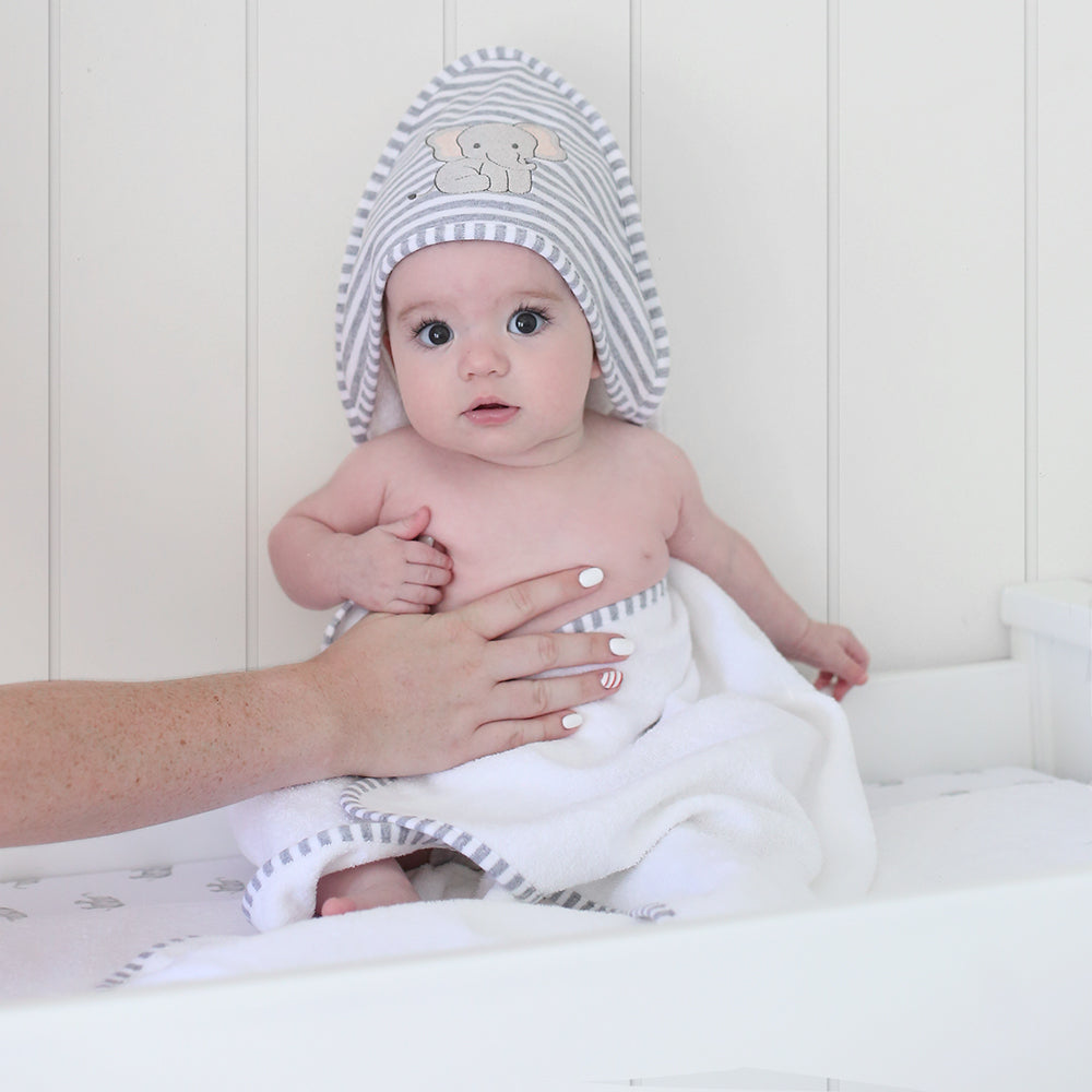 Hooded Towel - Watercolour Elephant