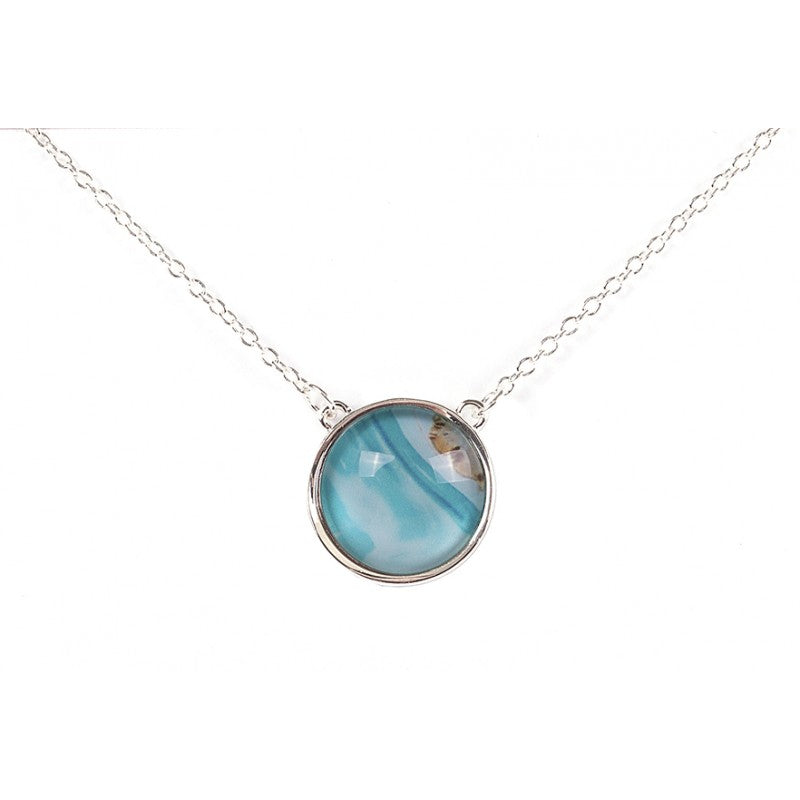 Lily & Mae - Silver Plated Resin Necklace Light Blue