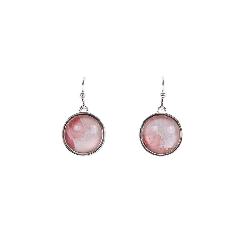 Lily & Mae - Silver Plated Resin Earrings Pink