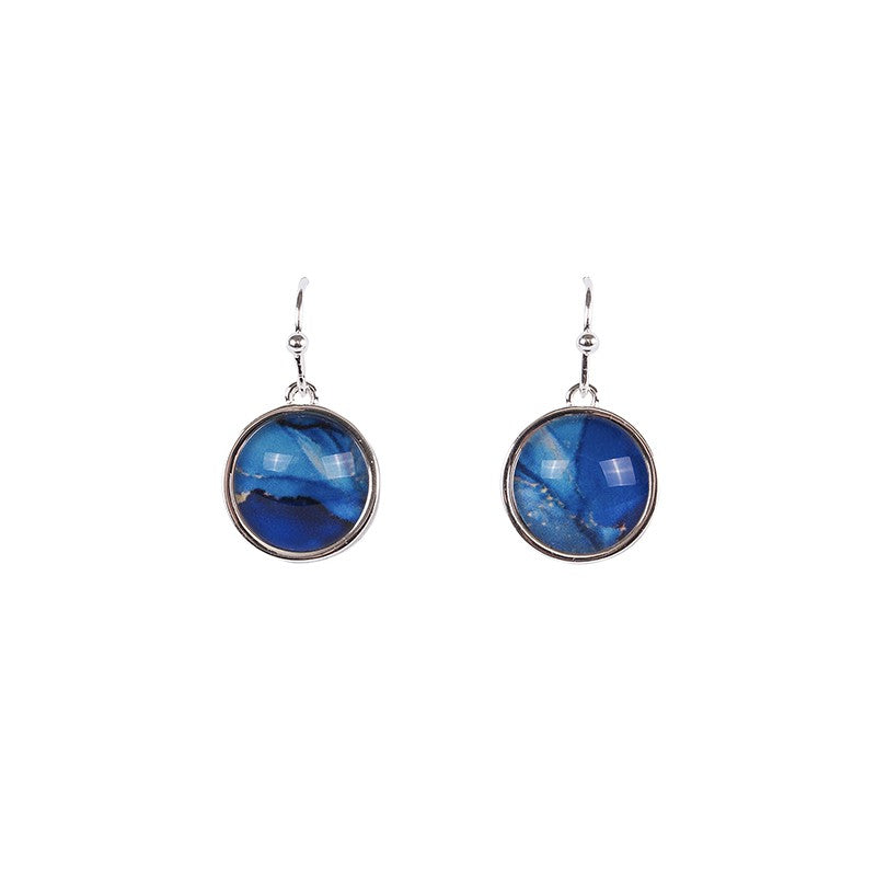 Lily & Mae - Silver Plated Resin Earrings Blue
