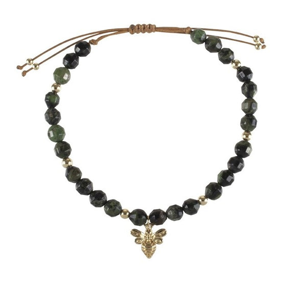Beeutiful Bee's Beaded Bracelet - Green Calcite