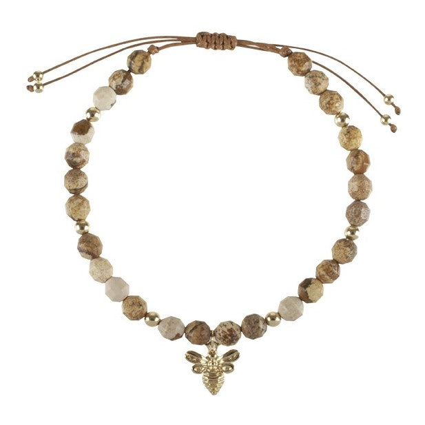 Beeutiful Bee's Beaded Bracelet - Picture Jasper