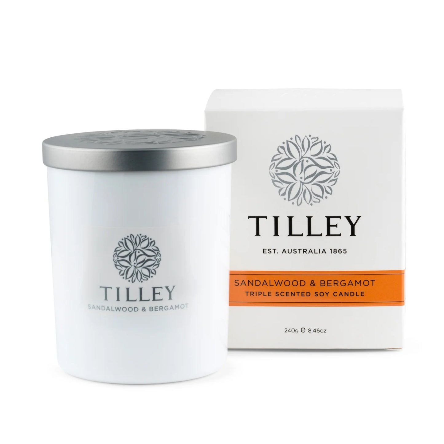 Tilley Soaps Soy Candle 240g -Sandalwood & Bergamot