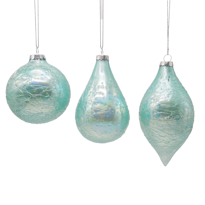 Glass Bauble Assorted - Light Teal