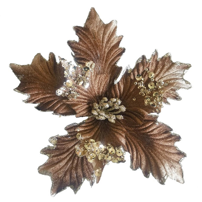Clip On Poinsettia Brown Champagne