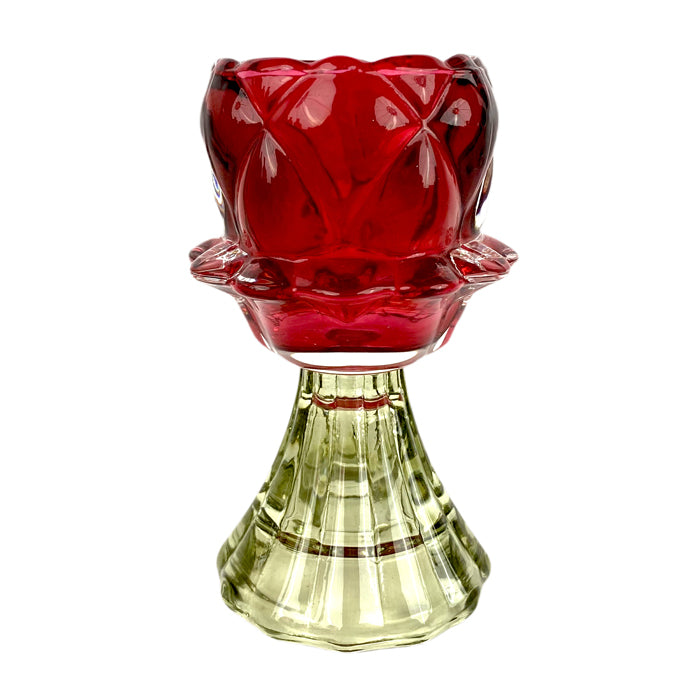 Zina Glass Floral Tealight Pink Green