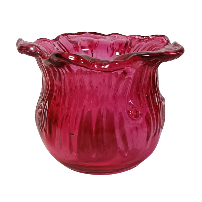 Zina Glass Floral Tealight Pink Sml