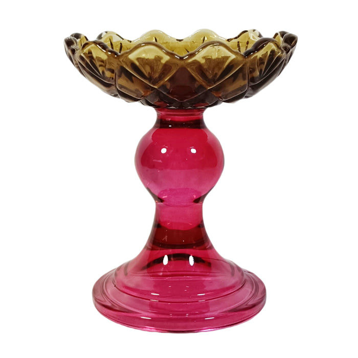 Zina Glass Floral Tealight Red Sage