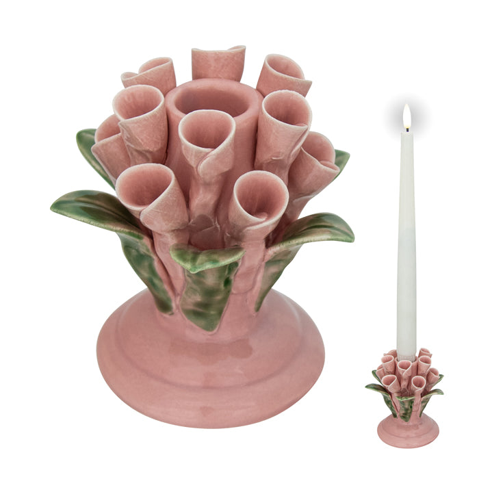 Spring Ceramic C/Hldr Tubular Pink